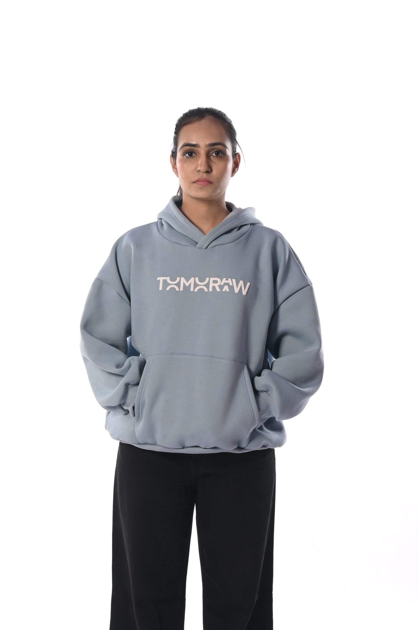 Cadet Grey Octopus Oversized Hoodie| Puff-Printed | Winter Arc